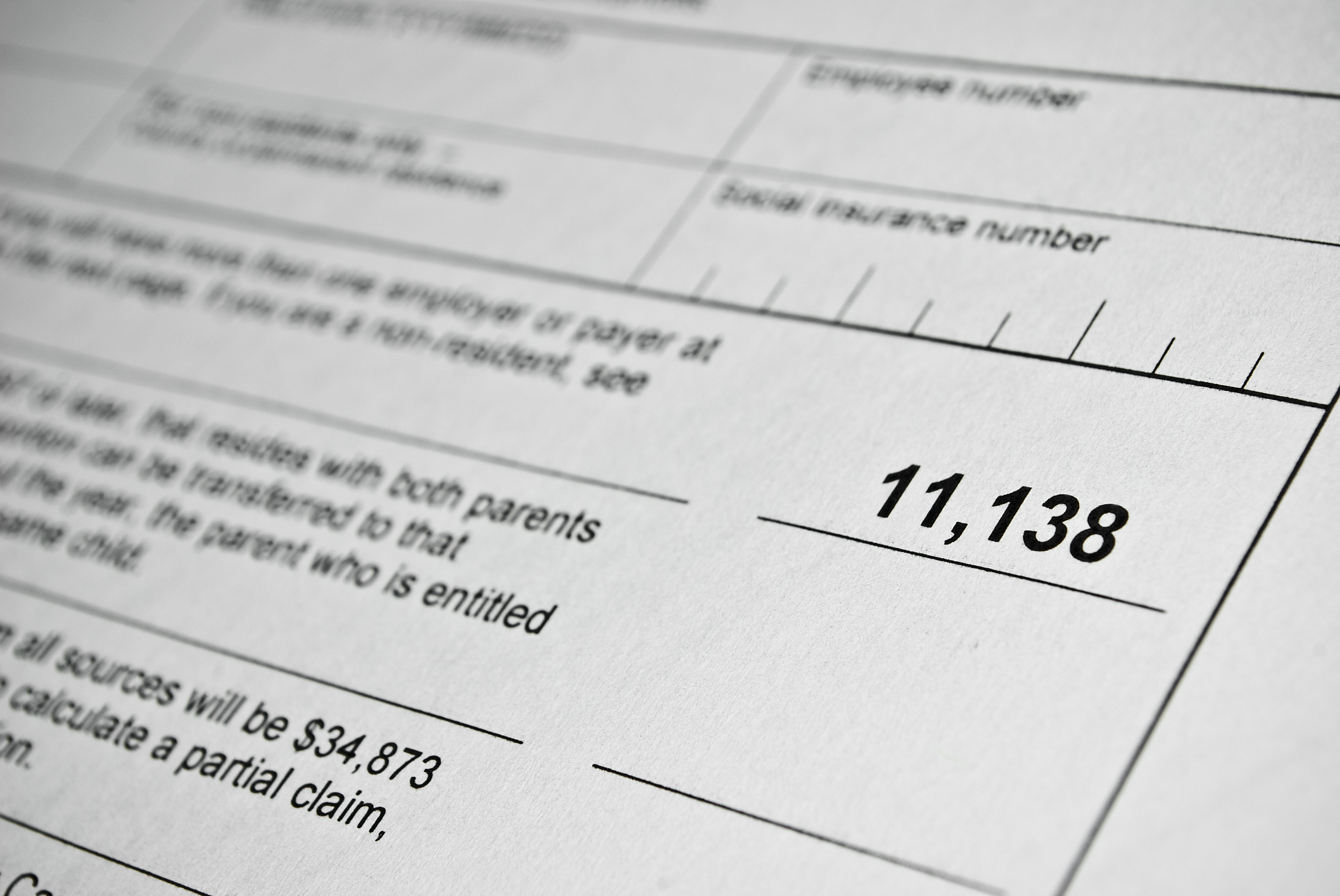 Canada Revenue Agency tax form with amount owing of more than $10,000